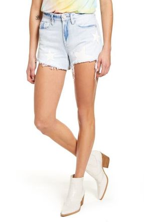 Blank NYC The Barrow Allstar Patch High Waist Denim Shorts in Light Wash at Nordstrom, Size 30