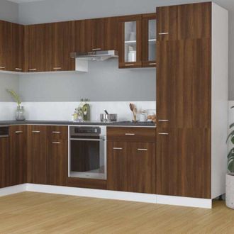 vidaXL Mobile Pensile con Vetro Lyon Rovere Marrone 60x31x60 cm - Vidaxl