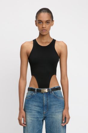 Victoria Beckham High Leg Bodysuit In Black - XS - Womens