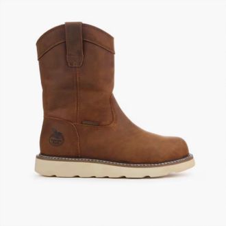 Georgia Boot Mens Core 37 Wedge Pull On Steel Toe Waterproof Work Boot In Brown