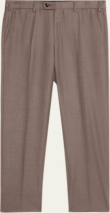 Giorgio Armani Mens Sharkskin Wool Flat-Front Trousers