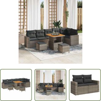 vidaXL Set di divani - Set Divano da Giardino 9 pcs Grigio polyrattan