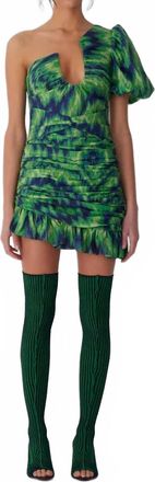 The Wolf Gang Seren Asymmetric Mini Dress In Rainforest