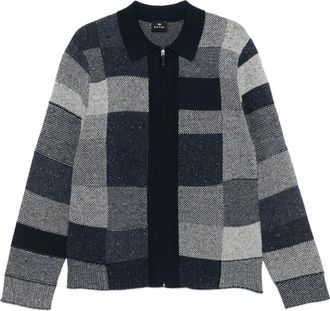 Paul Smith patchwork-design zip-up cardigan - Blue