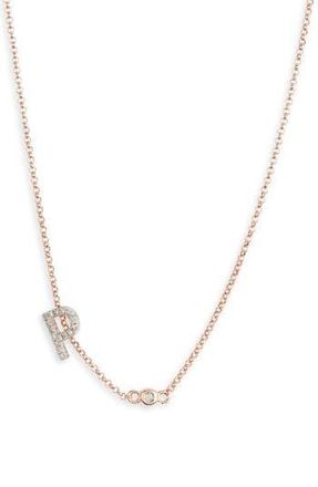 Meshmerise Bezel Diamond Initial Chain Necklace - 0.2ct. in Rose-P at Nordstrom Rack