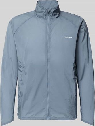 Salomon Jacke mit Logo und Eingrifftaschen in Hellgrau, Gr&ouml;&szlig;e XXL