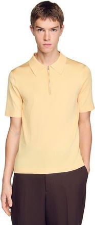 Sandro Knitted polo with zip collar in Light Yellow at Nordstrom, Size Xx-Large