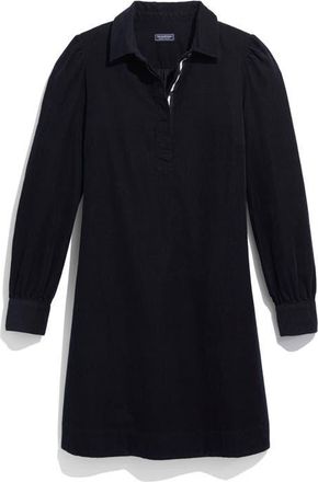 Vineyard Vines Long Sleeve Cotton Corduroy Popover Dress in Jet Black at Nordstrom, Size Xx-Small