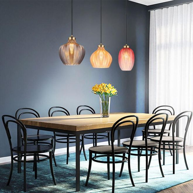 LAMPE SUSPENDUE PLAFONNIER Suspension Acier Noir D 35,6 CM Lampe Salle