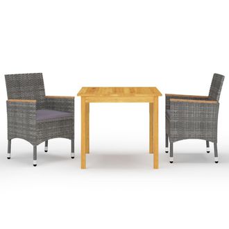 vidaXL Juego De Comedor De Jard&iacute;n De 3 Piezas Gris Vidaxl