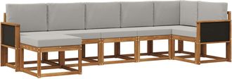 vidaXL Conjunto De Sof&aacute;s De Exterior 7 Uds. Natural Y Gris Claro Vidaxl
