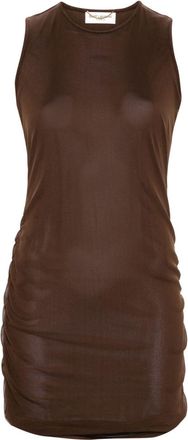 Saint Laurent sleeveless tulle minidress - women - Polyamide/Viscose - 40 - Brown