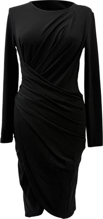 Michael Kors midi-jurk met wikkeleffect in zwart rayon