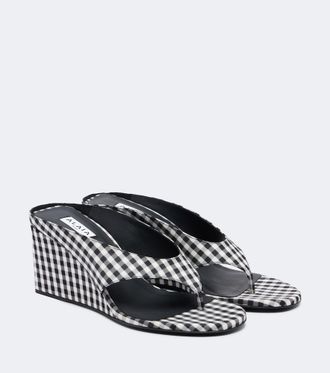 Alaia Ala&iuml;a Sandalias con cu&ntilde;a Cube a cuadros vichy