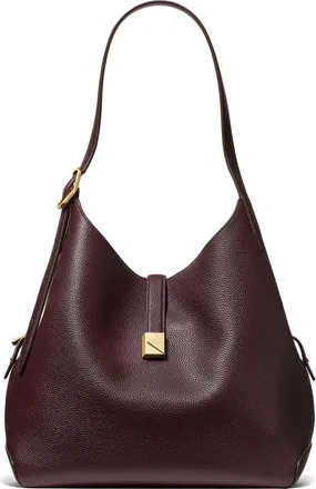 Kate Spade New York large deco pebbled leather shoulder bag in Blackberry Jam at Nordstrom