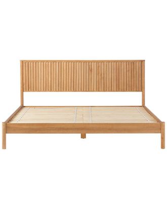 Walker Edison Contemporary Reeded Headboard Solid Wood Queen Bed