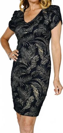 Frank Lyman Design Jacquard Dress In Navy/gld