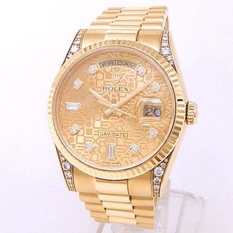 Rolex Pre-owned Rolex Day Date Automatic Chronometer Diamond Mens Watch 118338 CJDP