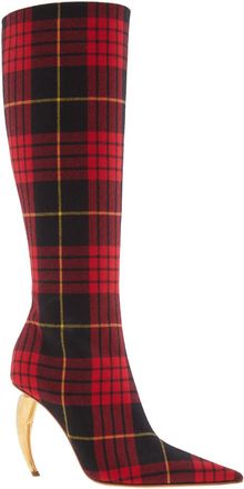 Roberto Cavalli Tartan Knee-High Boots, Brand Size 37 ( US Size 7 )