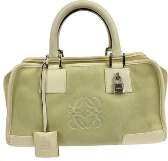 Loewe Amazona Bag Suede Beige Suede Handbag (Pre-Owned)
