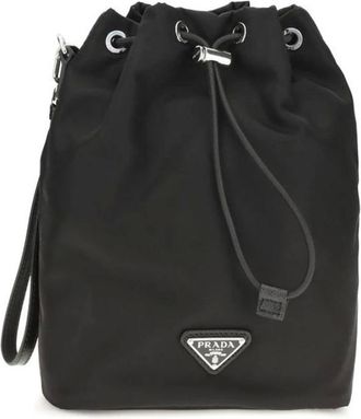 Prada Re-Nylon Drawstring Pouch - Heren - Tassen - Zwart - Maat: ONE Size Nylon