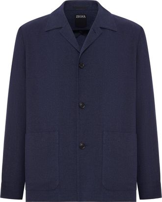 Ermenegildo Zegna WOOL AND LINEN MIX JACKET WITH PATCHED POCKETS - Zegna - Man