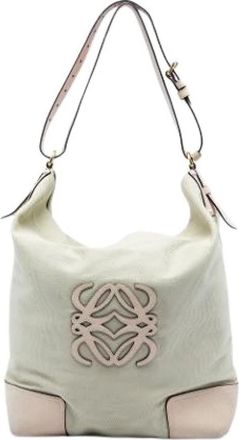 Loewe Pre-owned Canvas Shoulder Bag - Dames - Vintage Schoudertas - Beige - ONE Size - Leer - Vintage