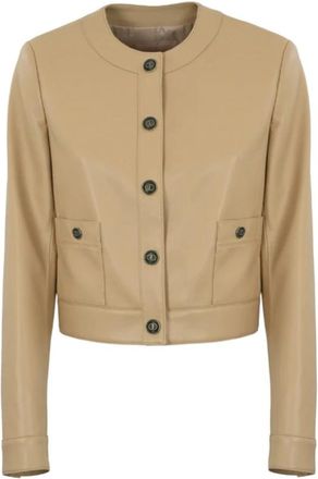 Twinset Jassen, Dames, Beige, L, Leer, Basis Beige Eco-Leren Jas