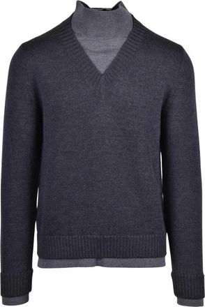 Alpha Studio Lupetto V-hals Gebreide Kleding - Heren - V-hals truien - Grijs - L - Wol - Truien & Vesten