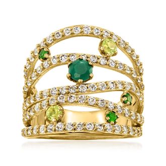 Ross-Simons Multi-Gemstone Highway Ring in 18kt Gold Over Sterling