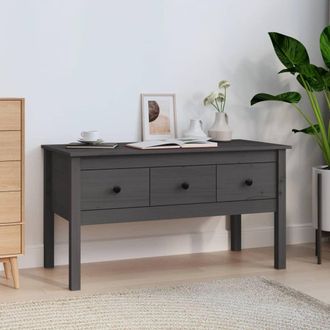 vidaXL Mesa De Centro De Madera Maciza De Pino Gris 102x49x55 Cm Vidaxl