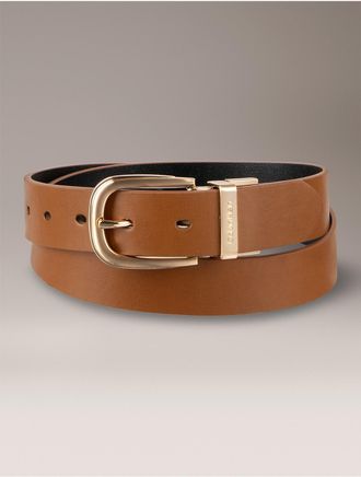 Calvin Klein Womens Reversible Smooth Belt - Brown - XS