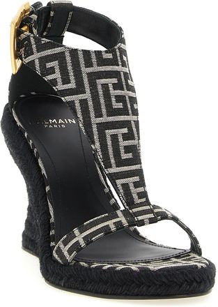 Balmain Womens Black Polyester Wedge Sandals