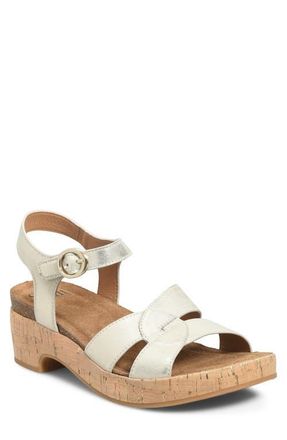 S&ouml;fft Capri Ankle Strap Platform Sandal in Platino at Nordstrom, Size 7.5