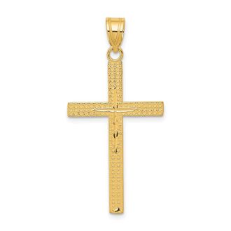 Diamond2Deal 14k Yellow Gold Diamond-cut Latin Cross Pendant