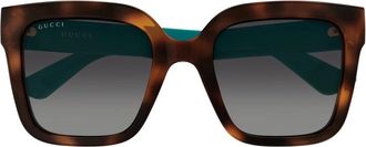 Gucci Rechthoekige Zonnebril - Dames - Zonnebrillen - Bruin - 53 MM - Nylon - Accessoires