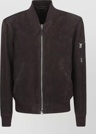 Tom Ford suede bomber jacket ribbed cuffs hem pockets