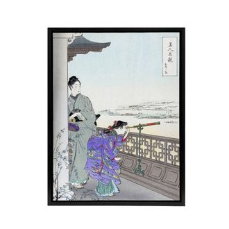 Artery8 Beauties Flowers Series Binoculars Framed Canvas Wall Art Print Gekko in Purple | Size: W24 x H32