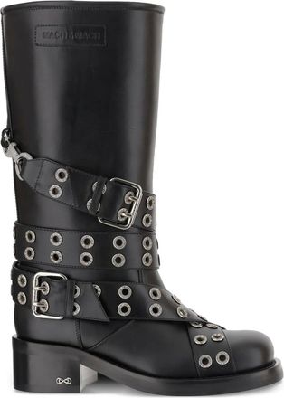 Mach & Mach 50mm eyelet-detail buckle-strap boots - women - Kid Leather/Calf Leather/Calf Leather - 39.5 - Black