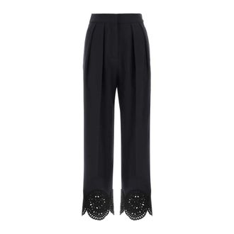 Stella McCartney Cropped Broeken - Dames - Vrijetijds broeken - Blauw - S - Leer - Broeken