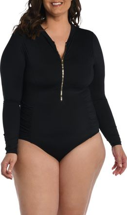 La Blanca Island Goddess Ruched One-Piece Swimsuit in Black at Nordstrom, Size 3X