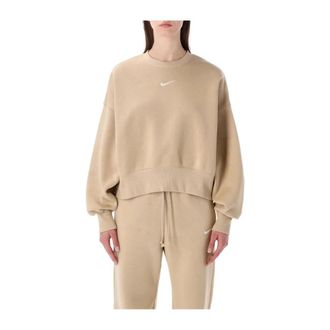 Nike Phoenix Fleece Crew-Neck Sweatshirt - Dames - Sportshirts - Beige - L - Katoen - Fitness