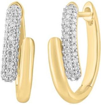 Effy 14K Gold Plated Sterling Silver Lab Grown Diamond Huggie Hoop Earrings at Nordstrom Rack