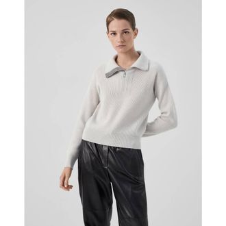Brunello Cucinelli WomenS Ice White Wool Half Zip Sweater, Size XXL