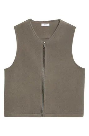 Rier Wool Fleece Zip Vest in Zinc Fleece at Nordstrom, Size X-Small