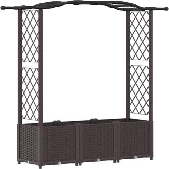 vidaXL Cama Elevada Con Trellis Y Techo Marr&oacute;n 164 X 40 X 138 Cm Pp Vidaxl