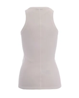 Lacoste Womens Tank Top Slim Ribbed Cotton White T-Shirts & Jerseys