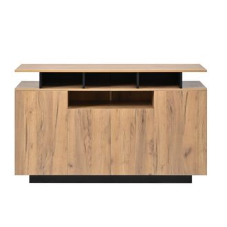 Urban Meuble Aparador efecto madera natural con 4 nichos abiertos y 4 puertas