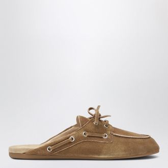 Miu Miu Sabot color cannella in pelle scamosciata d&eacute;lav&eacute;