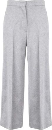 Max Mara Burano Wool Wide Leg Pants - Dames - Wijde Broeken - Grijs - S - Wol - Broeken